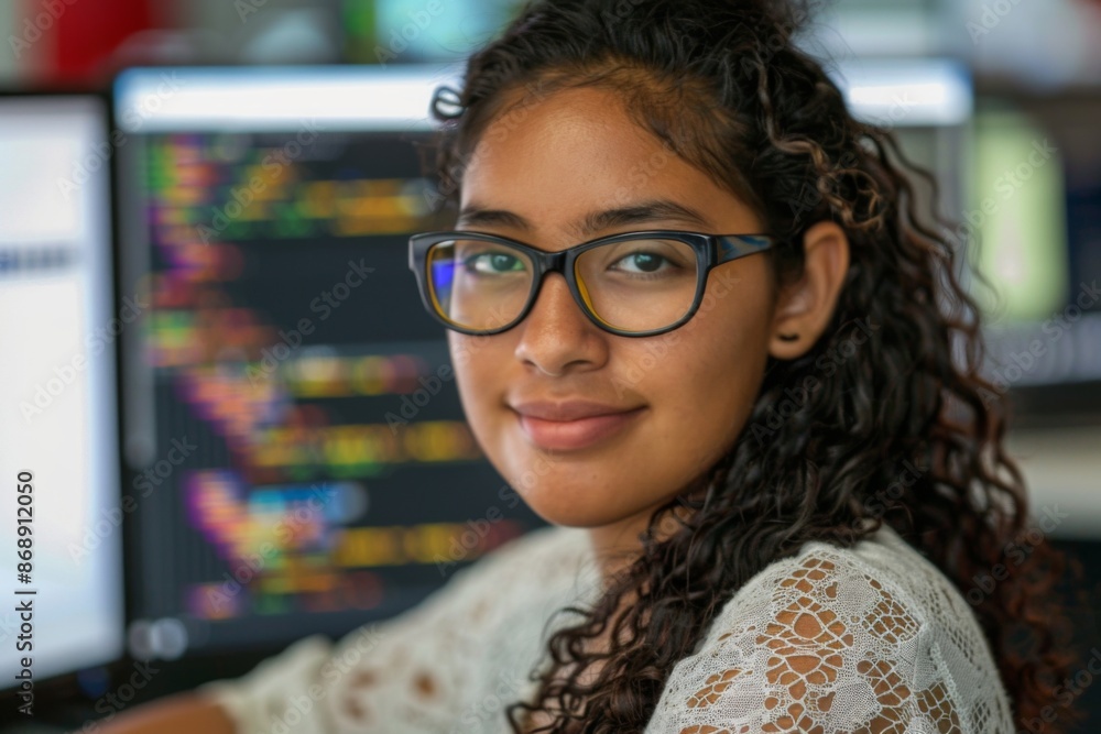 Portrait of a young female software developer Portrait of a young female software developer