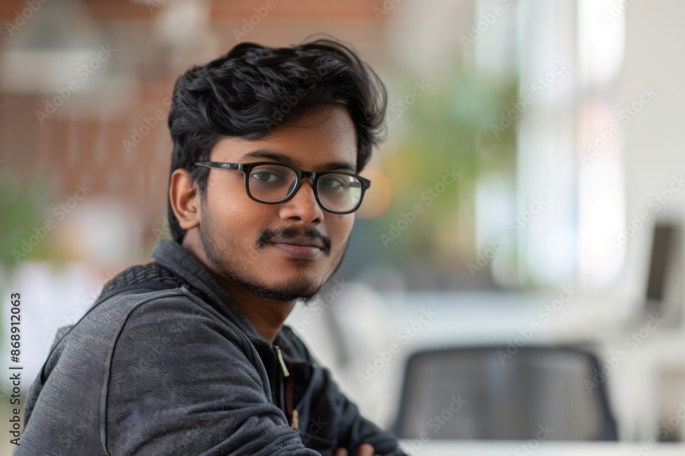 Portrait of a young male Indian software developer Portrait of a young male Indian software developer