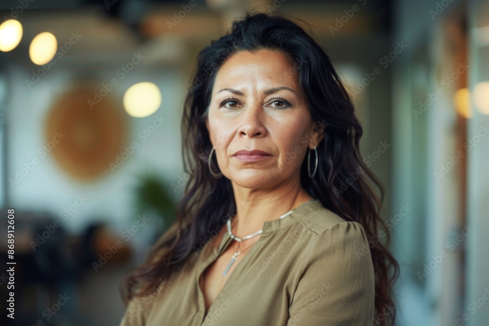 Portrait of a middle aged female worker in startup company office Portrait of a middle aged female worker in startup company office