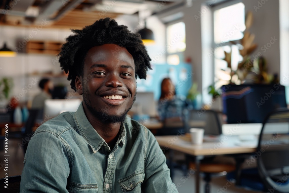 Portrait of a young male worker in startup company office Portrait of a young male worker in startup company office