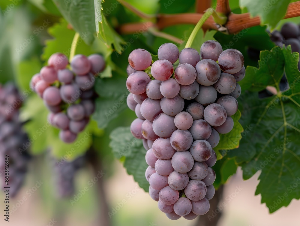 Obraz premium Ripe purple grapes on the vine