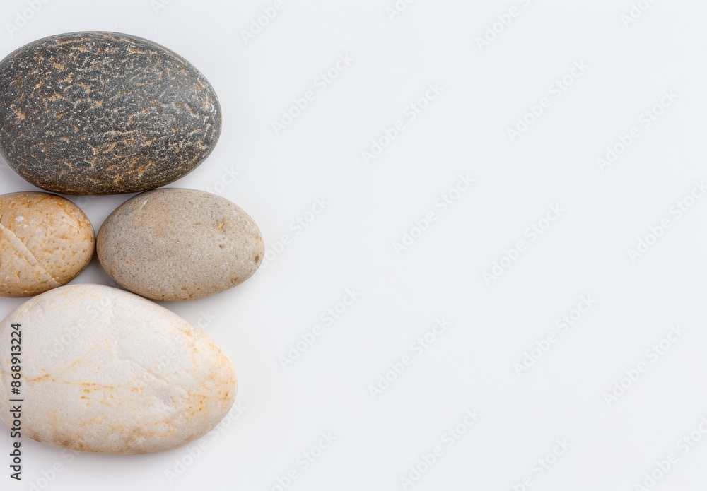 Smooth river stones on a white background Smooth river stones on a white background