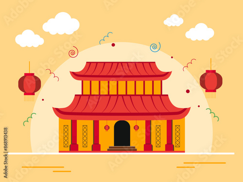 Asian pagoda.Asian culture vector illustration.