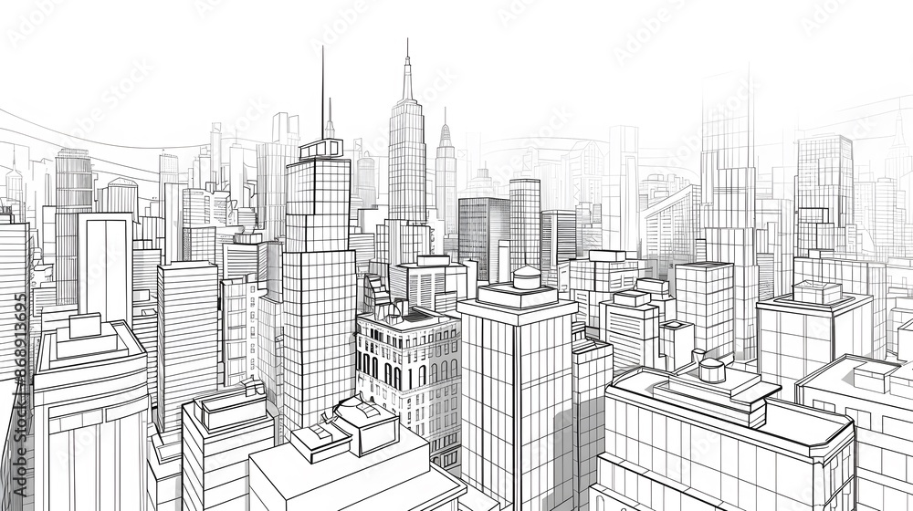 Fototapeta premium city building sketch