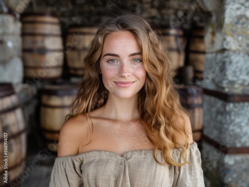 Free Download beautiful woman with wavy hair and freckles - GFXLoad