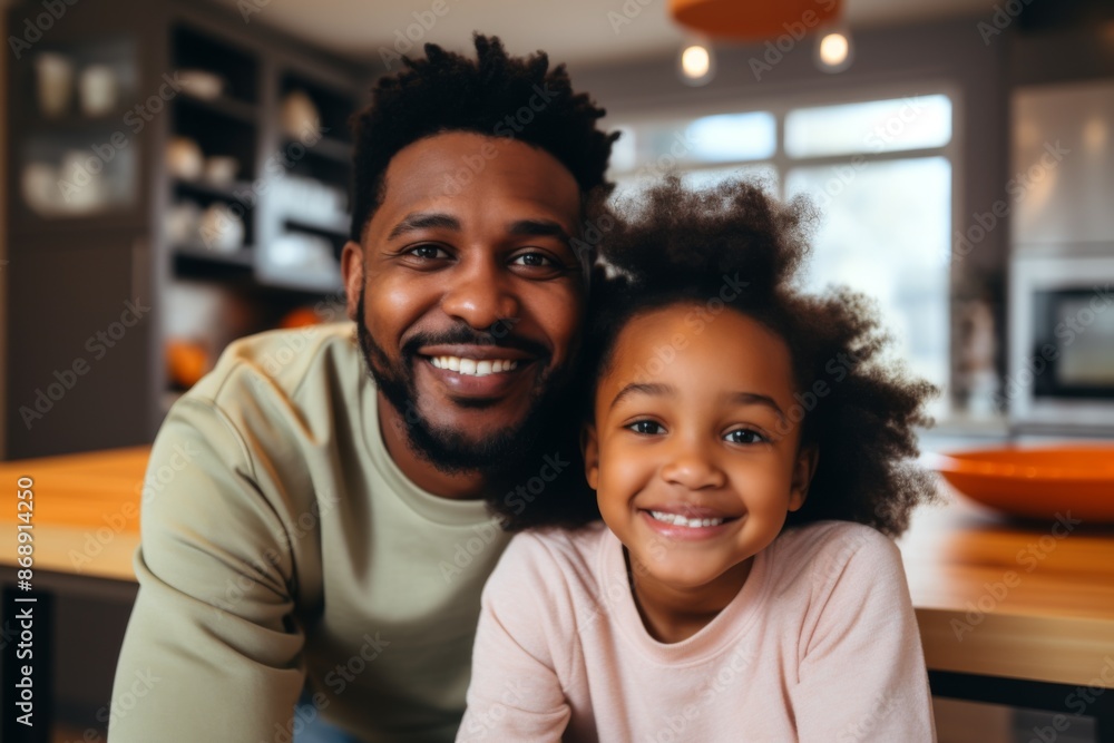 Portrait of a smiling father and daughter at home Portrait of a smiling father and daughter at home