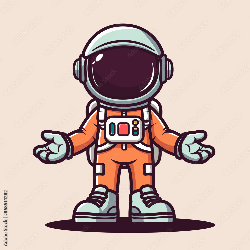 Cute Cartoon Astronaut wearing orange suit Cute Cartoon Astronaut wearing orange suit