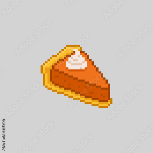 Pumpkin pie and whipped cream, pixel art food