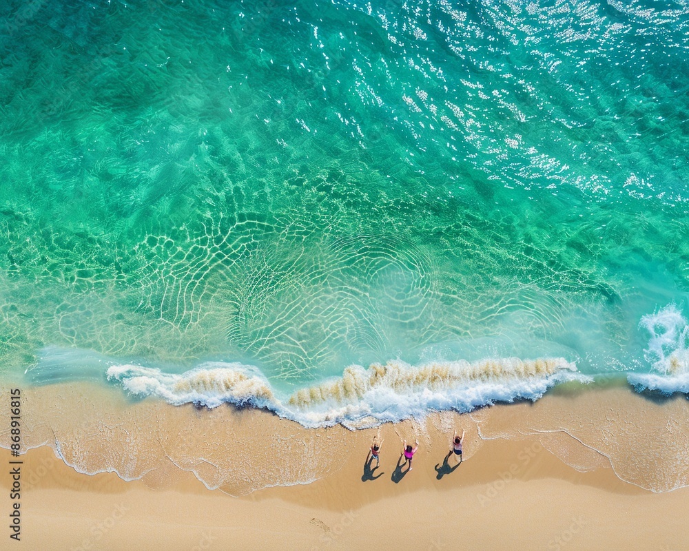 Kids splashing in the shallow waves, joyful laughter and playful energy, sandy beach and bright sunlight, carefree summer day, high angle Kids splashing in the shallow waves, joyful laughter and playful energy, sandy beach and bright sunlight, carefree summer day, high angle