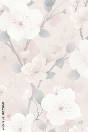 薄桃色の背景に白い花のパターン