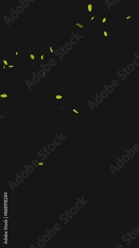  Loop Green falling leaves on alpha channel. Transparent Background. Matte