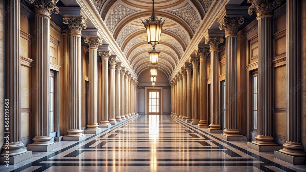 Corridor with tall columns creating a grand architectural design, corridor, columns, architecture, interior design Corridor with tall columns creating a grand architectural design, corridor, columns, architecture, interior design