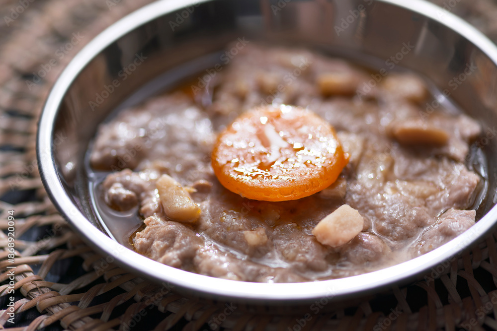 chinese steamed minced pork patty with salted egg comfort food