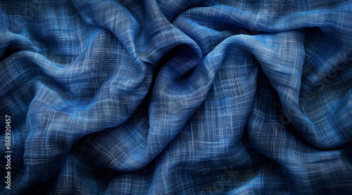 Blue Linen Fabric Closeup Texture