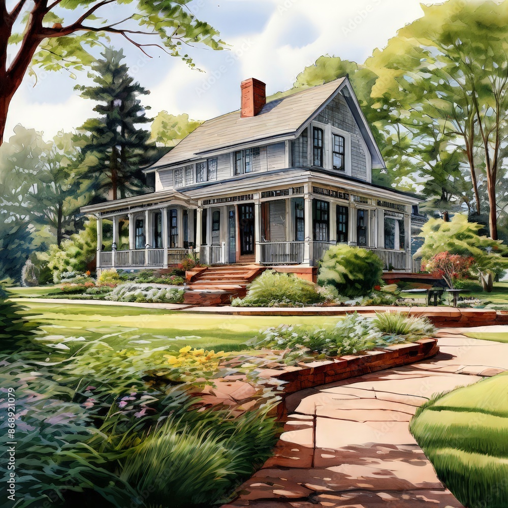 Obraz premium AI Image Generator, Estate Flyers Showcasing Modern Suburban Homes with Luxurious Amenities and