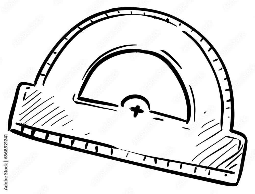 protractor ruler handdrawn illustration protractor ruler handdrawn illustration