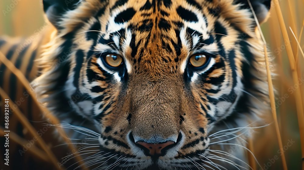 Tiger staring striped fur wild beauty in nature, AI Generative. Tiger staring striped fur wild beauty in nature, AI Generative.