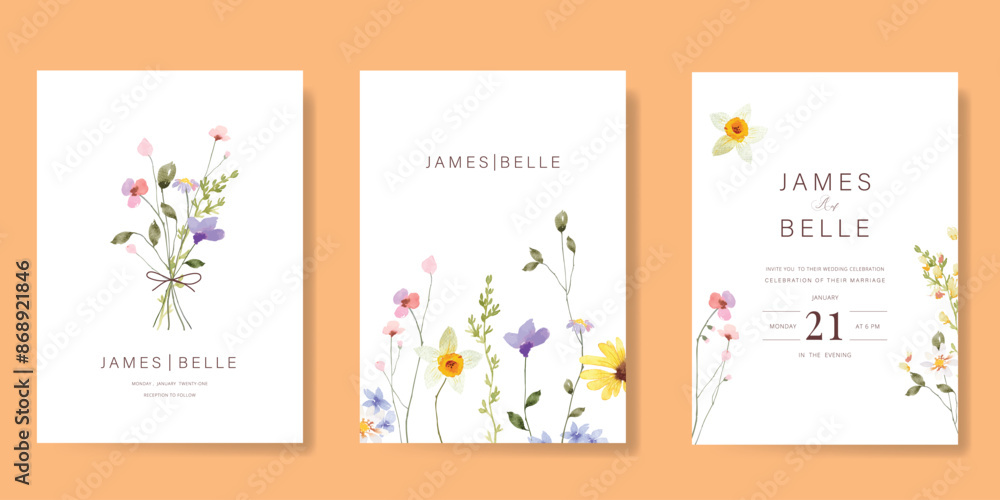 custom made wallpaper toronto digitalElegant wedding invitation card background vector. Minimal hand painted watercolor botanical flowers texture template background. Design illustration for wedding, vip cover, poster, rsvp modern card.