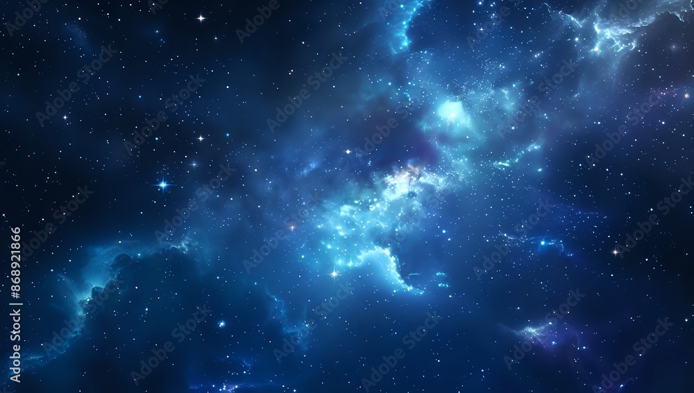 Fototapeta premium Deep Space Nebula. Stunning Blue Galaxy Background with Stars and Nebula Clouds