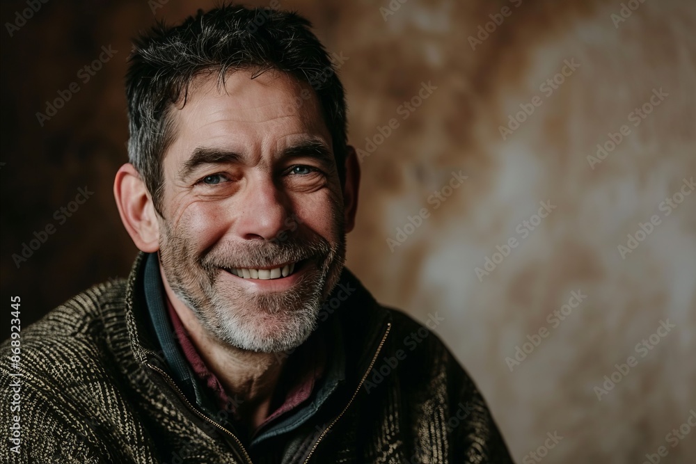 Portrait of a handsome mature man with gray hair and beard smiling. Portrait of a handsome mature man with gray hair and beard smiling.