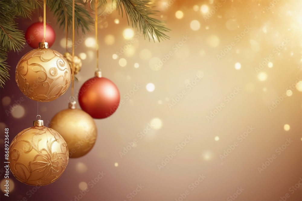 Background with Bokeh Effect of Warm Lights and Subtle New Year Ornaments Background with Bokeh Effect of Warm Lights and Subtle New Year Ornaments