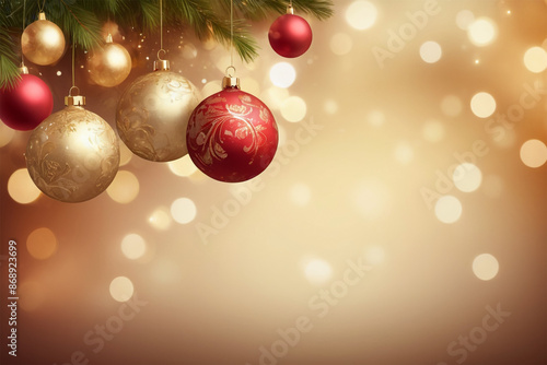 Background with Bokeh Effect of Warm Lights and Subtle New Year Ornaments