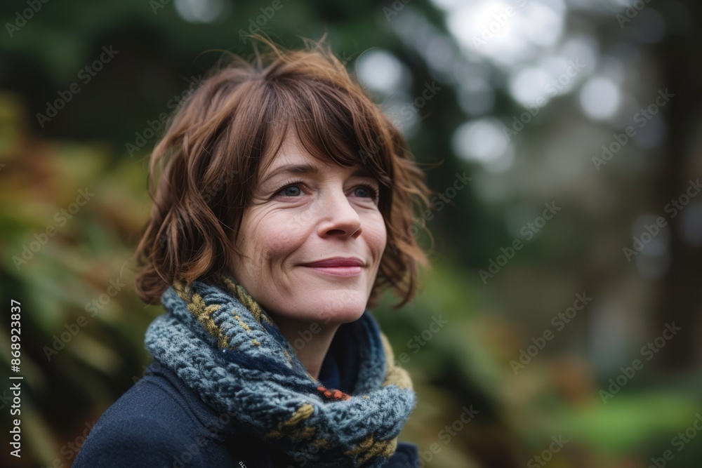 Portrait of a beautiful middle-aged woman in the autumn park Portrait of a beautiful middle-aged woman in the autumn park