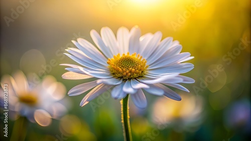 Delicate white petals unfold to reveal a bright yellow center in this serene and intimate close-up of a solitary flower against a soft blurred background.