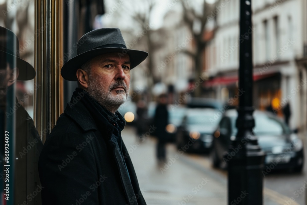 Portrait of an elderly man in a hat in the city. Portrait of an elderly man in a hat in the city.