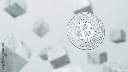 ビットコインの銀貨テクスチャー、銀の背景12