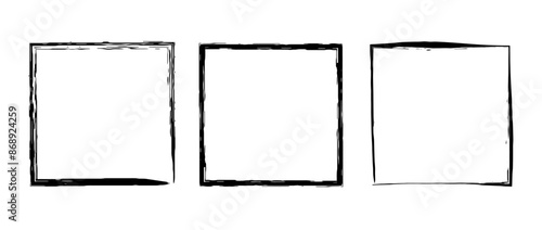 Wallpaper Mural Grunge square frame set. Different paint brush border collection. Black chalk or ink rectangular uneven stroke design elements for banner, poster, flyer, brochure, cover. Vector carde Torontodigital.ca