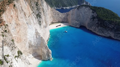 Navagio Shipwreck Beach Drone Raw photo