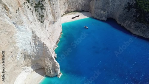 Navagio Shipwreck Beach Drone Raw photo