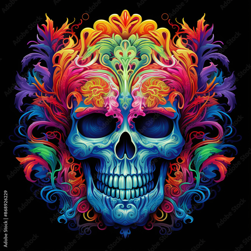 Fototapeta premium Skull Kaleidoscopic patterns