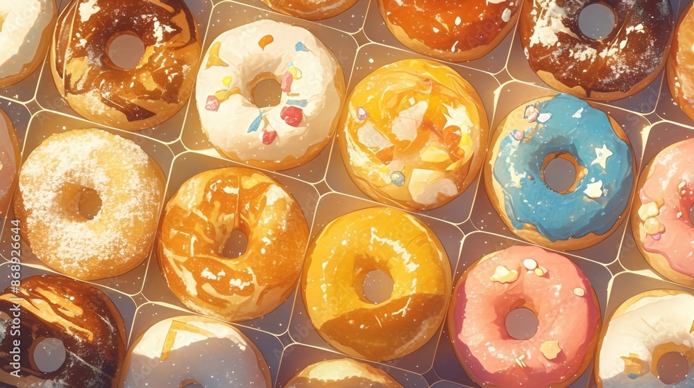 Fototapeta premium 多種類のドーナツ、テクスチャー13