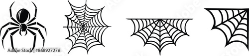 Set of spider and cobweb, perfect for halloween design, vector illustration.