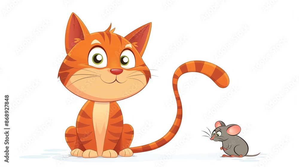 Fototapeta premium A cartoon cat and mouse.