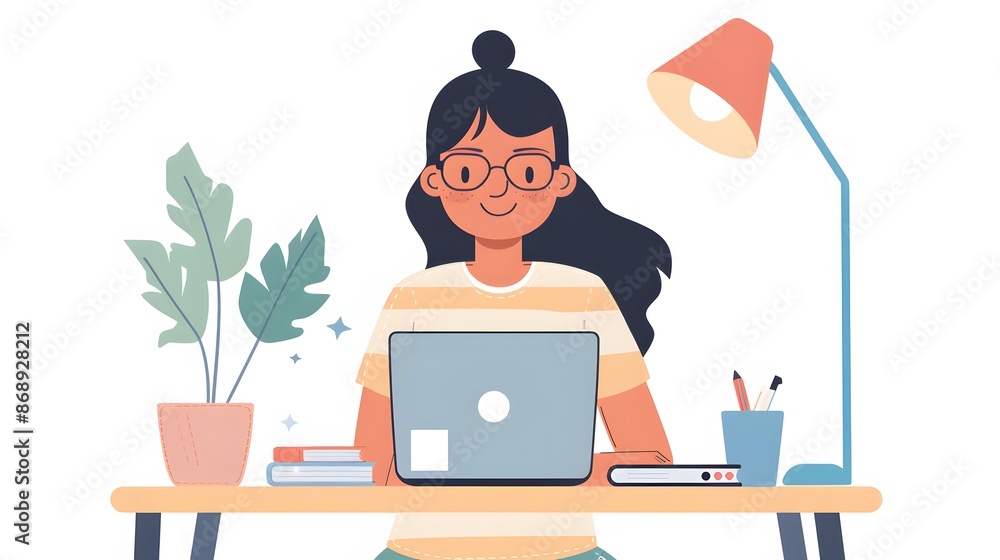 Beauitul young woman working using computer laptop concentrated and smiling. Beauitul young woman working using computer laptop concentrated and smiling.