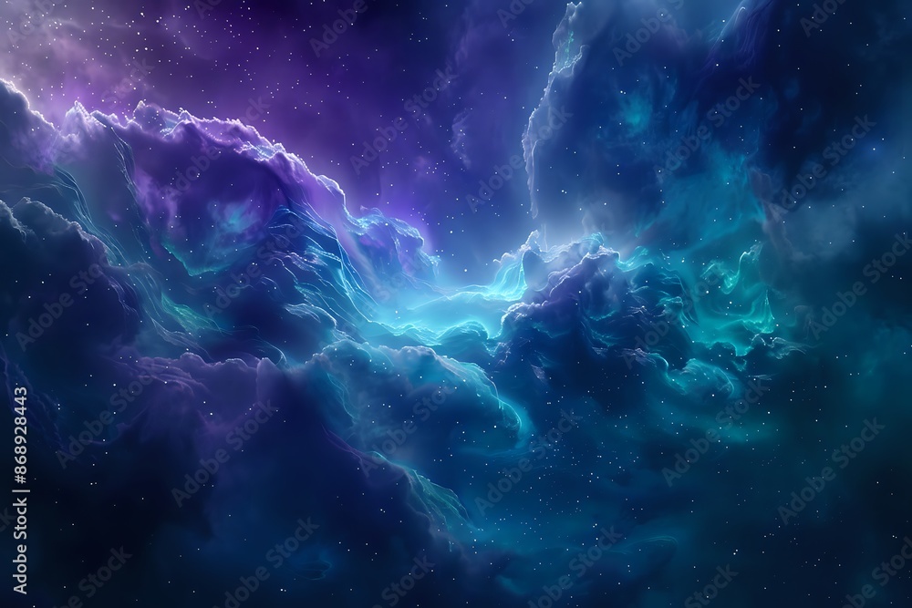 Obraz premium Vivid purple and blue nebula clouds in deep space. Concepts. astronomy, galaxy, cosmos, universe, science fiction
