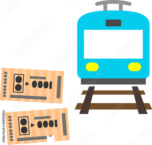 電車と切符のデフォルメイラスト