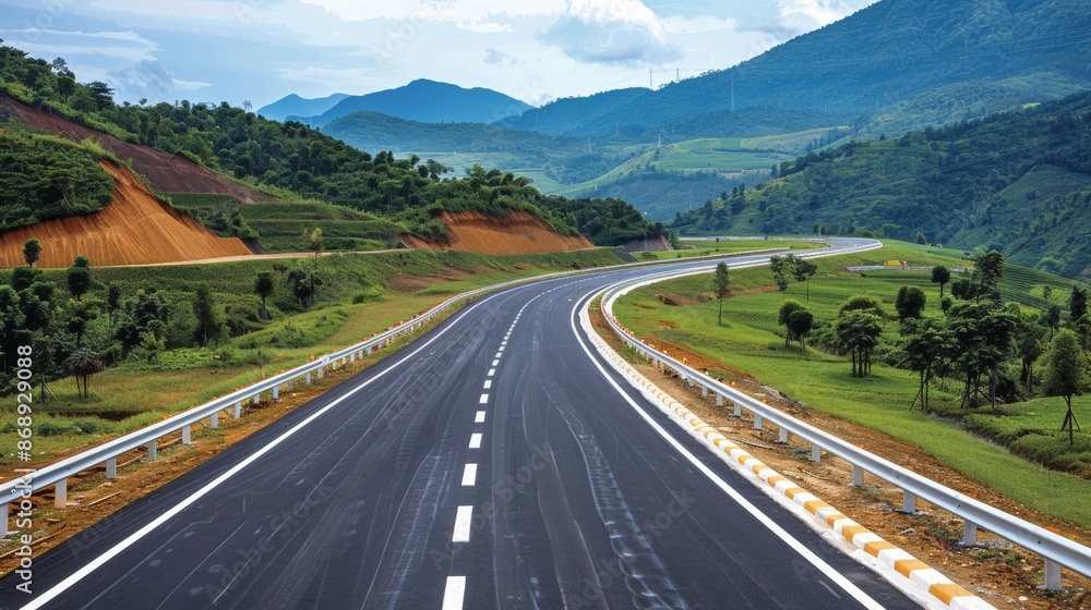 Naklejka premium Toll Road Construction: Modern Infrastructure Projects