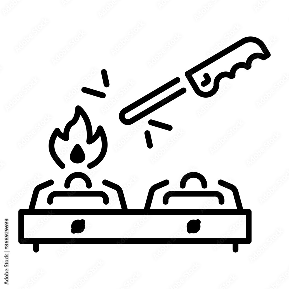 An outline icon of stove lighter An outline icon of stove lighter