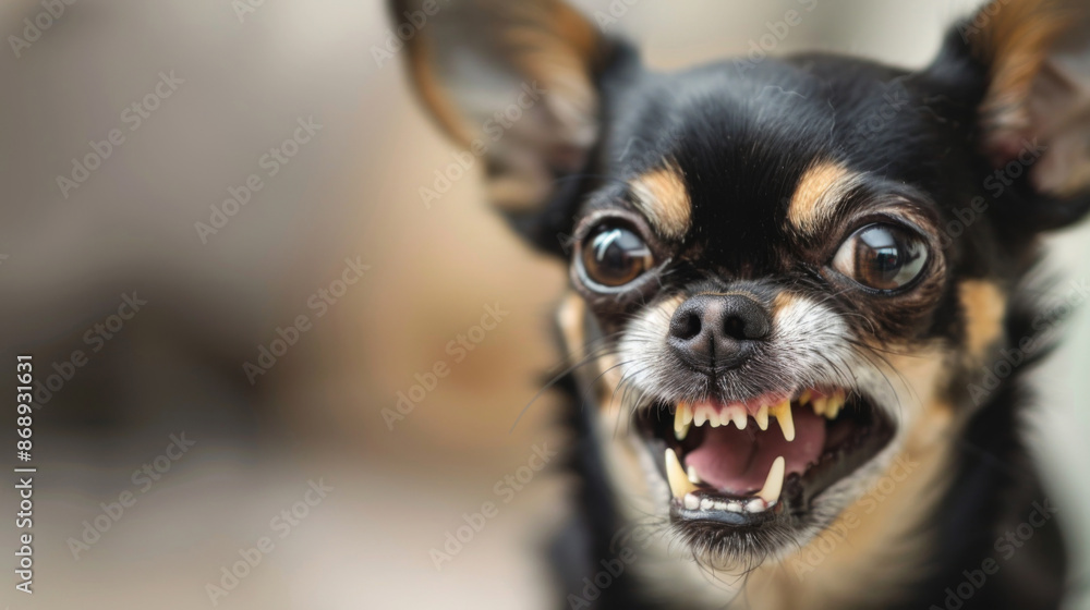 chihuahua dog is standing with its mouth open Beware of dog chihuahua dog is standing with its mouth open Beware of dog
