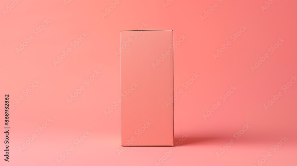 Pastel coral background enhances the display of a tall narrow blank cardboard box, perfect for minimalistic setups. Pastel coral background enhances the display of a tall narrow blank cardboard box, perfect for minimalistic setups.
