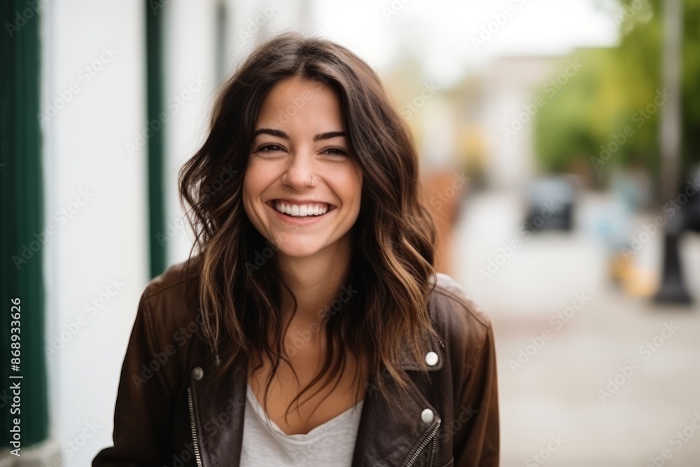 Portrait of a beautiful young woman smiling and looking at the camera Portrait of a beautiful young woman smiling and looking at the camera