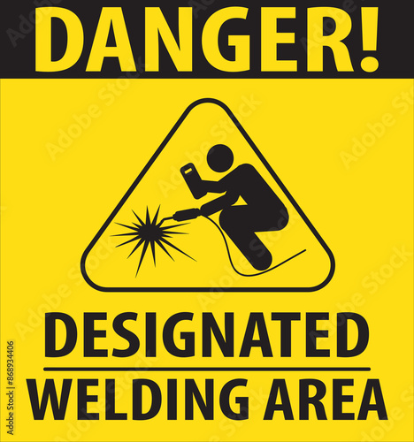 Designated welding area caution sign vector.eps