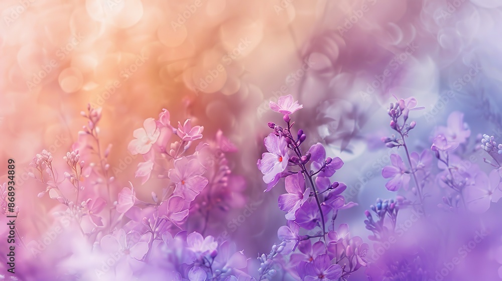 Abstract floral backdrop of purple flowers over pastel colors with soft style for spring or summer time. Abstract floral backdrop of purple flowers over pastel colors with soft style for spring or summer time.