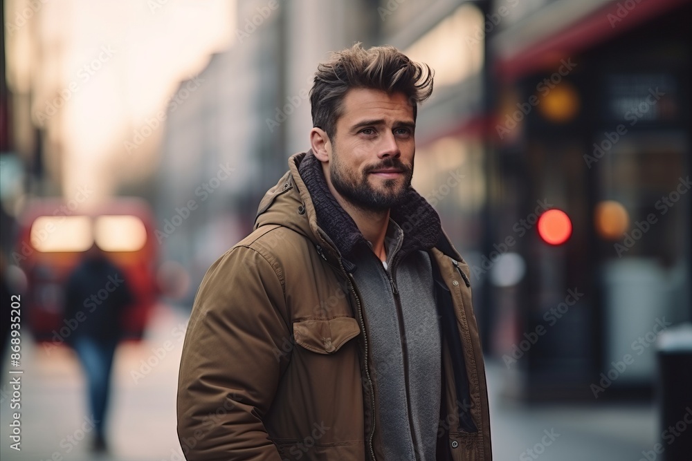 Portrait of a handsome young man walking in the city. Men's beauty, fashion. Portrait of a handsome young man walking in the city. Men's beauty, fashion.