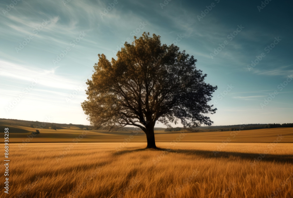 A single tree in the middle of a field A single tree in the middle of a field