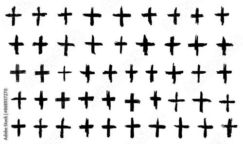 Set of plus signs silhouettes vector